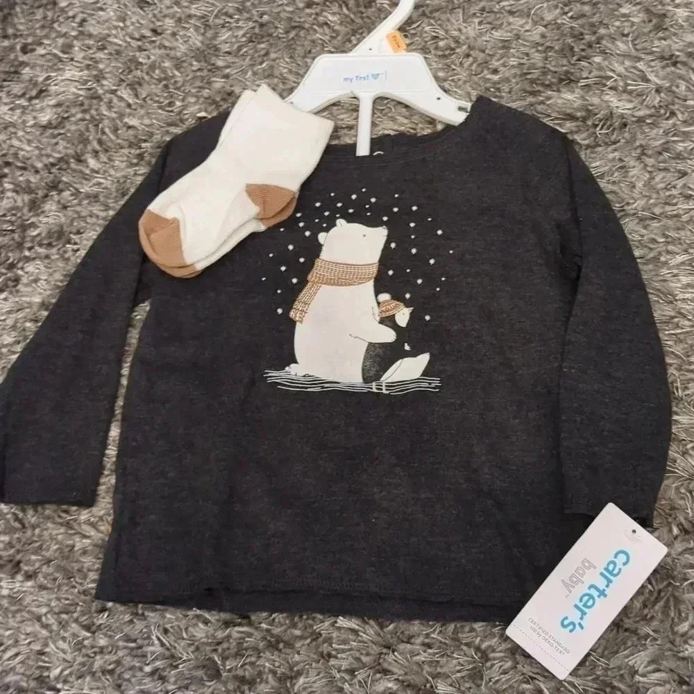 Baby Carter's 3 piece polar bear outfit set - Picture 3 of 8